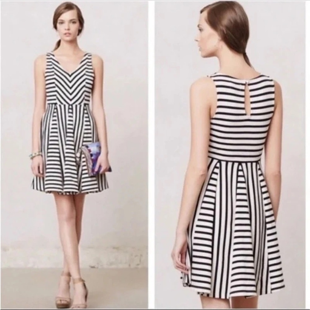 Anthropologie Saturday Sunday Fit & Flare A Line Striped Sleeveless Midi Dress M - Picture 9 of 9